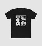 Men's Polyester Printed Round Neck Short Sleeve T-Shirt (Black)