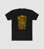 Men's Polyester Printed Round Neck Short Sleeve T-Shirt (Black)