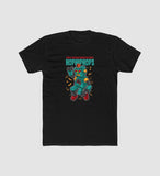 Men's Polyester Printed Round Neck Short Sleeve T-Shirt (Black)
