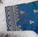 Women's Satin Embroidered Half sleeve V-Neck Padded Readymade Blouse (Teal, Size 38 - Self-Alterable 36�40)