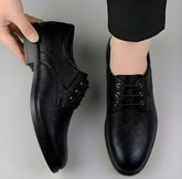Men's Synthetic Leather Solid Lace-Up Formal Shoes (Black)