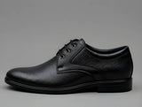 Men's Synthetic Leather Solid Lace-Up Formal Shoes (Black)