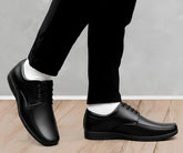 Men's Synthetic Leather Solid Lace-Up Formal Shoes (Black)