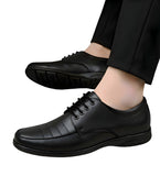 Men's Synthetic Leather Solid Lace-Up Formal Shoes (Black)