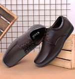 Men's Synthetic Leather Solid Lace-Up Formal Shoes (Brown)