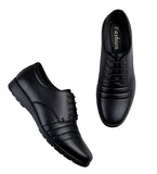 Men's Synthetic Leather Solid Lace-Up Formal Shoes (Black)