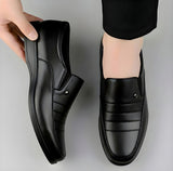 Men's Synthetic Leather Solid Slip-On Formal Shoes (Black)