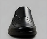Men's Synthetic Leather Solid Slip-On Formal Shoes (Black)
