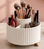 Plastic Rotating Makeup Organizer Pot (White)