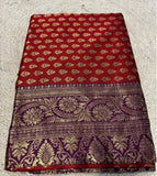 Women's Jacquard Printed Saree With Unstitched Blouse - 5.5 Mtr (Maroon-Purple)