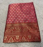 Women's Jacquard Printed Saree With Unstitched Blouse - 5.5 Mtr (Pink-Red)