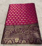 Women's Jacquard Printed Saree With Unstitched Blouse - 5.5 Mtr (Pink-Purple)