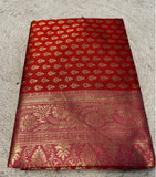 Women's Jacquard Printed Saree With Unstitched Blouse - 5.5 Mtr (Red-Pink)