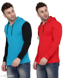 Multicolor cotton blend full sleeve t-shirt, vibrant and stylish fashion for men, two pieces included, size S, M, L, XL