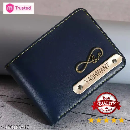 Personalized faux leather men's wallet, customize name and charm details via WhatsApp 6306958968