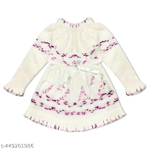 Woolen Baby Girls sweater, long sleeves self-design net, soft & luxurious, perfect for any occasion