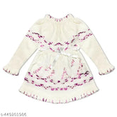 Woolen Baby Girls sweater, long sleeves self-design net, soft & luxurious, perfect for any occasion
