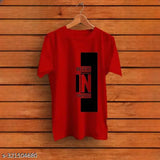 Mens trendy casual polyester T-shirts, short sleeves with printed designs. S - Chest size 37in, Length size 15in. Made in India