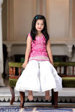 Kiara pink rayon sharara set, sleeveless printed kurta with rayon bottomwear, 9-10 years size, Indian fashion accessory