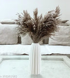 Natural light brown Pampas Grass, 6 fluffy pieces (42cm), no shedding or stench - ideal for home office, weddings & events decor