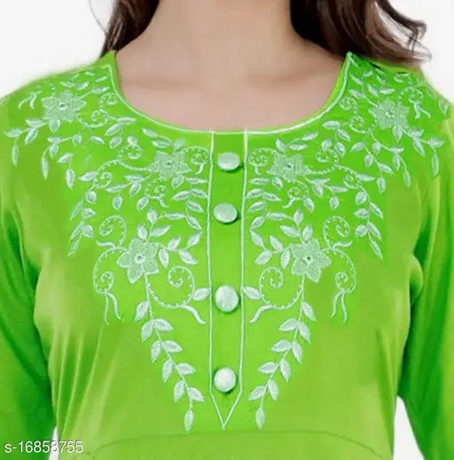 Rayon embroidered Anarkali kurtis, three-quarter sleeves, Indian ethnic wear