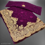 Beautiful Indian saree set in super net, embroidered with chikankari work, free size, 5.5m length