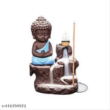 Resin Buddha backflow smoke fountain with 101 cone incense, Indian-made, handcrafted decor for special occasions