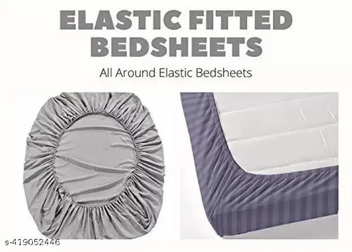 Striped satin superfine king size bedsheet, BHAVYA APPAREL, 90x90 inch, fits well with various interiors, suitable for summers & winters