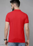 Polo cotton blend T-shirt, solid color plain collar, short sleeves, XL size (42in chest, 29in length) - made in India