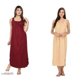 Sleeveless cotton nightdresses, pack of 2 for women, free size, made in India