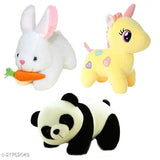 Classic unisex fabric net toys combo: unicorn, rabbit, panda - 3-piece set from India