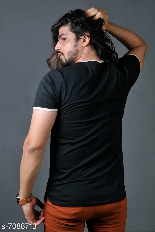 Thalasi Knitfab cotton round neck T-shirt for men, solid color and short sleeves