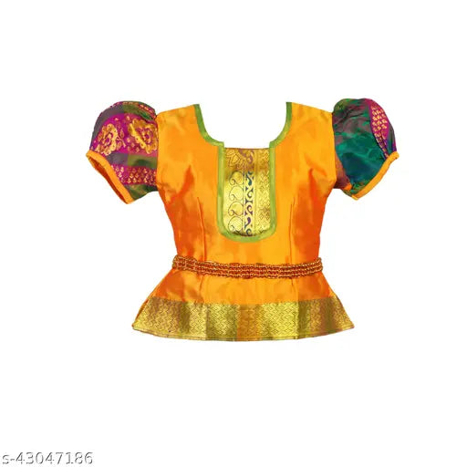Art Silk Embellished Lehenga Choli Pattu Langa with Waist Belt - Indian Traditional Wear for 0-8 Years