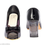 Gloss patent leather peep-toe pumps with medium chunky heel and bow detail - trendy belly women's slip-on sandals for any occasion, India origin