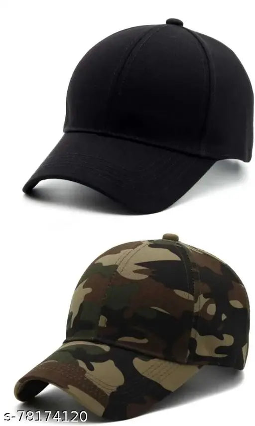 Plain black cotton baseball cap - unisex, trendy accessory for weddings, parties, and sports. Made in India (2 caps)