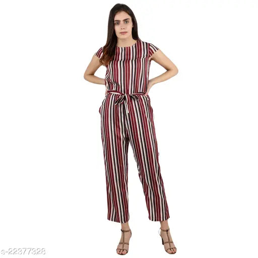 Polyester sleeveless urbane retro women's jumpsuit, fashionable outfit for sale, style on model, size XS-XXL