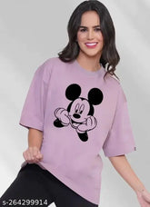Oversize printed cotton t-shirt for women, trendy design on a neutral backdrop