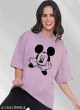 Oversize printed cotton t-shirt for women, trendy design on a neutral backdrop