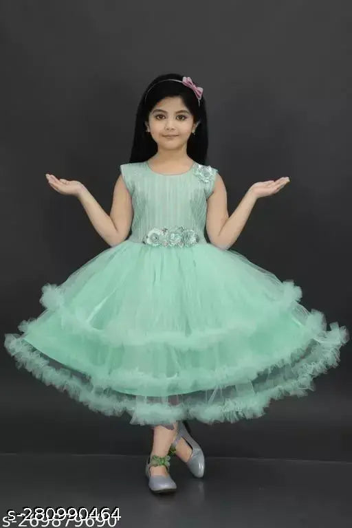 Embellished net, sleeveless dress for girls 1-2 years, Indian handcrafted fashion