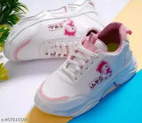 White synthetic mesh baby doll sneakers for kids, lace-up detail, casual style, suitable for sizes 4 to 8, from India