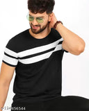 Men's round cotton-blend colorblocked t-shirt, lightweight & breathable, M (19in chest, 27in length) or XXL (22in chest, 28.5in length). Made in India