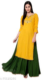Rayon women's kurta and skirt set, embroidered design, India origin