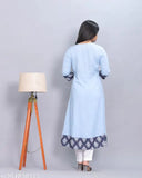 Rayon flared solid kurti with printed border, Indian women's fashion