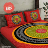 Cotton printed double/king flat sheets (170TC), geometric design, summer wedding-ready bedding set with 2 pillow covers