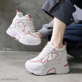Lightweight pink Vietnam sports shoes for women, synthetic and rubber sole, lace-up style