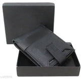 Leather textured wallet, Seetu Black Attractive Design for Men. Single item, free size (L10cm x W12cm), made in India