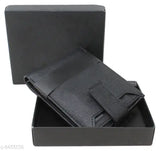 Leather textured wallet, Seetu Black Attractive Design for Men. Single item, free size (L10cm x W12cm), made in India