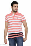 Cotton blend Polo T-shirt for men, printed net pattern, short sleeves, size L, made in India