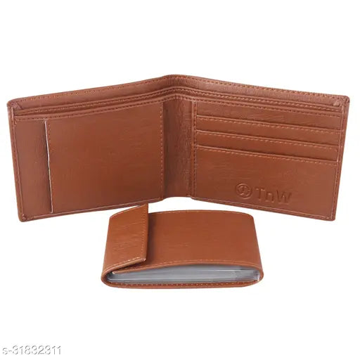 Brown faux leather men's wallet, durable design for maximum needs with secret compartments