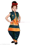 Silk blend embroidered top & bottom set for girls, self-design net clothing on display